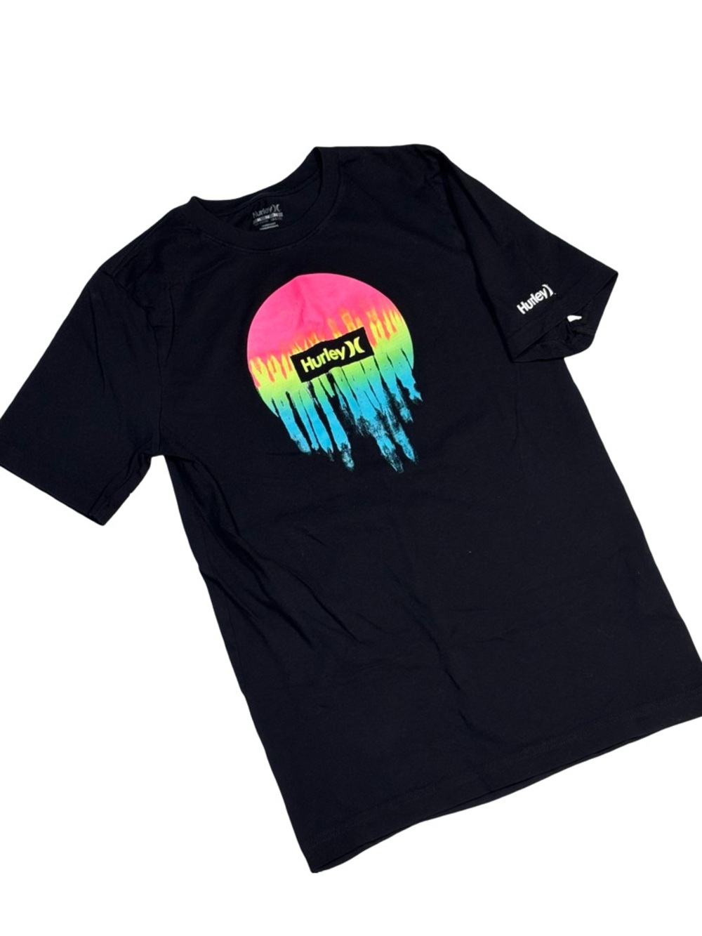 Hurley Youth Short Sleeve Crew Neck Graphic Print Tee Size Youth XL Black